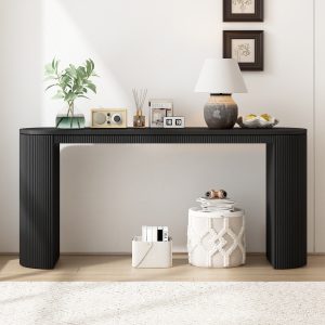 Curved Vertical Stripe Console Table for Living Room, Study & Entryway