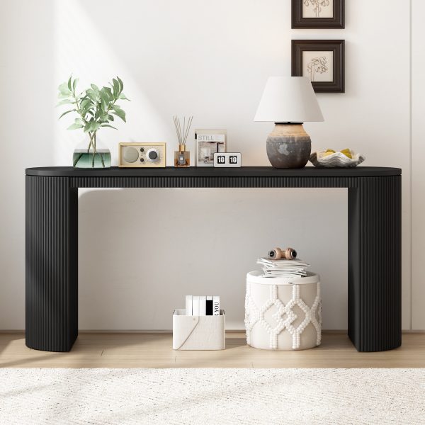 Curved Vertical Stripe Console Table for Living Room, Study & Entryway