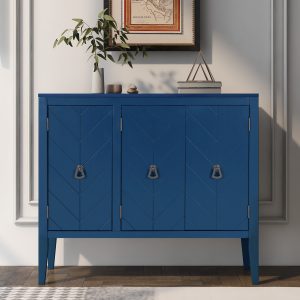 1-10.jpg Sideboard with Adjustable Shelf Storage, Equipped with 3 Retro Metal Handles and 4 Pinewood Legs C Suitable for Entryways, Living Rooms, Studies and Dining Rooms.