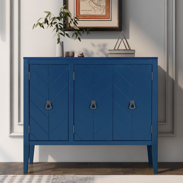 1-10.jpg Sideboard with Adjustable Shelf Storage, Equipped with 3 Retro Metal Handles and 4 Pinewood Legs C Suitable for Entryways, Living Rooms, Studies and Dining Rooms.