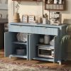 1.jpg Modern 55.1'' Sideboard Buffet Cabinet - 2 Drawers & 4 Doors with Adjustable Shelves, Wave-Pattern Design, Aluminum Handles, Painted MDF, Scandinavian Style Storage for Dining Room & Living Room