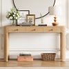 Rustic Console Table with Safety Curved Corners, 3 Concealed Drawers & Thick Sturdy Legs for Entryway, Hallway & Living Room