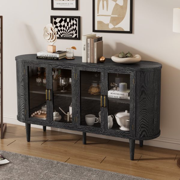 1-106.jpg Farmhouse Wood Sideboard Buffet Cabinet with Glass Doors & Adjustable Shelves for Kitchen, Dining Room & Living Room