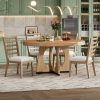 5-Piece Retro Round Dining Set for 4, Extendable Table with 16" Removable Leaf & Unique Geometric Design for Kitchen & Dining Room