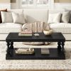 Vintage Coffee Table with Artistic Vase-Style Column Legs & Premium Pine Veneer, Boasting Timeless Elegance. Ideal for Living Rooms and Studies.