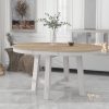 Farmhouse Round Extendable Dining Table with 16" Removable Leaf, Wooden Kitchen Table