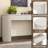 Modern Fluted Console Table with 2 Storage Drawers, Oval Top Entryway Table for Entryway & Living Room