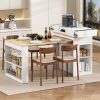 1-118.jpg Multifunctional Extendable Dining Table with Folding Top, Bar Table & Kitchen Island with Drawers, Power Outlet, Wheels and Hooks, Versatile Sideboard for Kitchen & Dining Room