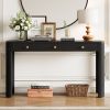 1-123.jpg Rustic Console Table with Curved Safety Edges, 3 Hidden Drawers & Thick Sturdy Legs, Versatile Sofa Table for Entryway, Hallway & Living Room