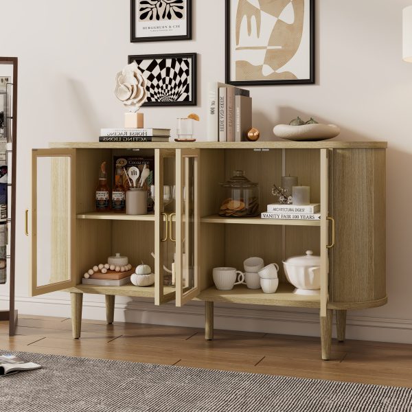 1-124.jpg Farmhouse Wood Sideboard Buffet Cabinet with Glass Doors & Adjustable Shelves, Multi-Purpose Storage Cabinet for Kitchen, Dining Room & Living Room