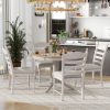 5-Piece Retro Dining Set C Round Extendable Wood Dining Table with 4 Upholstered Dining Chairs
