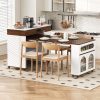 1-130.jpg Extendable Dining Table with Extra-Long Folding Top, Rolling Kitchen Island with Drawers, Power Outlet & Brake Lock, Storage Cabinet for Kitchen & Dining Room