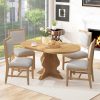 Farmhouse 5-Piece Dining Set with Extendable Table & 4 Upholstered Chairs, 15.7" Removable Leaf for Extra Seating, Ideal for Dining Room, Kitchen & Living Room