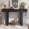 1-136.jpg Rustic Minimalist Wooden Console Table with Hidden Drawer & Side Power Outlet, Versatile Entryway Table for Entryways, Living Rooms & Home Offices