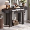 Rustic Minimalist Wooden Console Table with Hidden Drawer & Side Power Outlet, Versatile for Entryways, Living Rooms & Home Offices