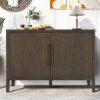 47.25-Inch Farmhouse Sideboard with Pine Veneer & 2 Doors, Retro Buffet with Adjustable Feet, Minimalist Wooden Storage Cabinet with Metal Handles C For Living Room & Kitchen