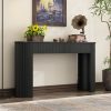 Fluted Design Entryway Table, Modern Storage Console Table with Oval Top & 2 Drawers for Hallway & Living Room
