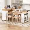1-149.jpg Extendable Dining Table with Extra-Long Folding Top, Rolling Kitchen Island (Drawers, Power Outlet, Brake Lock) & Storage Cabinet for Kitchen & Dining Room
