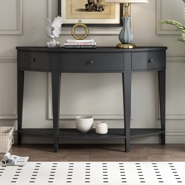 Modern Curved Console Sofa Table with 3 Drawers & 1 Shelf C Suitable for Hallway, Entryway, Living Room
