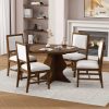 1-150.jpg Farmhouse 5-Piece Dining Set with Extendable Table & 4 Upholstered Chairs, 15.7" Leaf for Extra Seating, for Dining Room, Kitchen & Living Room
