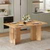 Farmhouse Wood Dining Table, 60" Rectangular Table with Cutout Table Legs for Dining Room, Kitchen & Living Room