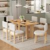 Farmhouse 7-Piece Dining Set for 6, 60" Rectangular Wood Table with Cutout Legs & 6 Upholstered Chairs for Dining Room, Kitchen & Living Room