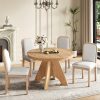 Vintage Extendable Dining Table Set for 4-6 with 4 Upholstered Chairs, 42"-58" Rustic Farmhouse Set with Distressed Finish for Dining Room & Kitchen