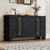 1-160.jpg Sideboard Buffet Cabinet with Storage, Wood Cabinet with Adjustable Shelves & Gold Handles for Kitchen, Dining Room & Living Room