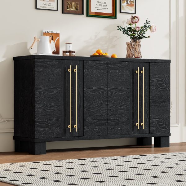 1-160.jpg Sideboard Buffet Cabinet with Storage, Wood Cabinet with Adjustable Shelves & Gold Handles for Kitchen, Dining Room & Living Room