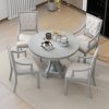 1-162.jpg Retro 5-Piece Extendable Round Dining Set with 4 Chairs for Kitchen & Dining Room