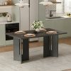 1-171.jpg 60" Farmhouse Rectangular Wood Dining Table with Cutout Legs for Dining Room, Kitchen & Living Room