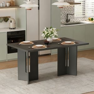 60" Farmhouse Rectangular Wood Dining Table with Cutout Legs for Dining Room, Kitchen & Living Room