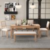 1-177.jpg Vintage Extendable Dining Set for 6 with 4 Chairs & 1 Bench, 59"-72" Rustic Farmhouse Table Set Featuring Distressed Finish & Retro Carved Legs