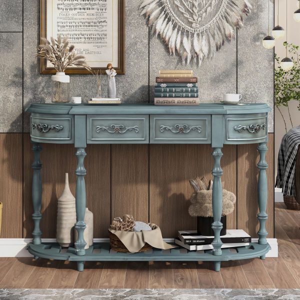 1-18.jpg 52'' Modern Contemporary Curved Console Table, Sofa Table & Entryway Table with 4 Drawers and 1 Shelf C For Hallway & Living Room