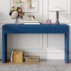 Rustic Console Table with 3 Fluted Drawers, Solid Wood Veneer Entryway Table with Natural Wood Grain for Living Room & Hallway