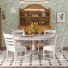 5-Piece Retro Wooden Dining Set with Round Extendable Table & 4 Upholstered Chairs