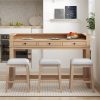 4-Piece Dining Set for 3, Retro Kitchen Table & Chair Set with 3 Storage Drawers, Perfect for Small Spaces