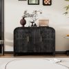1-186.jpg Retro Minimalist Curved Sideboard Cabinet with Gold Handles & Adjustable Dividers, for Living Room & Dining Room
