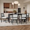 1-190.jpg 7-Piece Retro Wooden Dining Set for 6, Rectangular Dining Table with Upholstered Chairs for Kitchen & Dining Room