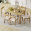 Retro 6-Seater Wood Dining Set, Upholstered Chairs Included C Perfect for Kitchen & Dining Room