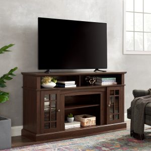 1-195.jpg Classic TV Media Stand & Modern Entertainment Console C Compatible with TVs Up to 65 Inches, Featuring Open and Closed Storage Compartments