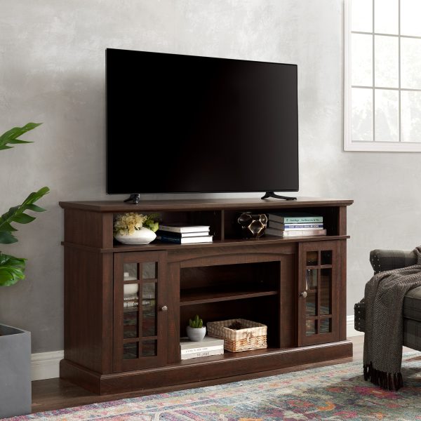 Classic TV Media Stand & Modern Entertainment Console C Compatible with TVs Up to 65 Inches, Featuring Open and Closed Storage Compartments