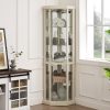 Corner Lighted Glass Curio Cabinet  Display Case for Living Room, Ideal for Antiques, Wine & Bar Glass Storage, Built-in Light Included