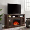 Classic & Modern TV Media Stand with 23" Fireplace Insert, Entertainment Console for TVs Up to 65", Featuring Open & Closed Storage Space