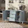 Wave Design Sideboard with 3 Adjustable Shelves, 3 Drawers and Soft-Close Doors. This storage console table features metal handles, is ideal for study, hallway and living room use, and comes in 3 colors.