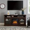 Modern Media Console with 18" Fireplace Insert, Contemporary TV Stand for TVs Up to 65" with Open & Closed Storage