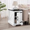 Rustic Farmhouse Rectangular End Table & Nightstand with Barn Door & Adjustable Storage Shelf, Versatile Side Table for Living Room and Bedroom