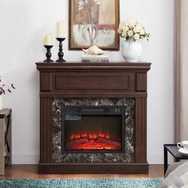 Electric Fireplace with Mantel Surround, 23" Fireplace Insert, Adjustable Flame & Remote Control