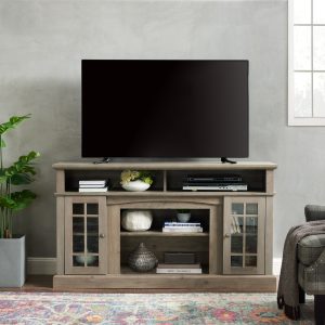 1-222.jpg Classic TV Media Stand, Modern Entertainment Console Compatible with TVs Up to 65", Featuring Open & Closed Storage Spaces