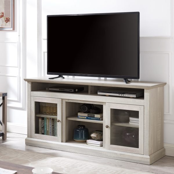 Contemporary TV Media Stand, Modern Entertainment Console for TVs Up to 65", with Open & Closed Storage Space